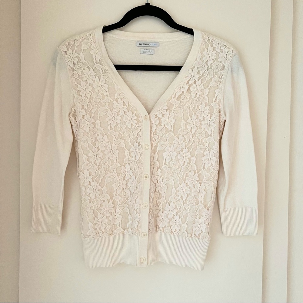 Vintage Van Heusen Studio Lace Detail Cardigan